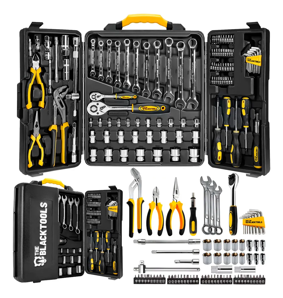 D_NQ_NP_2X_729387-MLA99874866784_122025-F Caixa Jogo De Ferramentas 110 Peças Aço Cromo Vanádio Completo Maleta Para Mecânico Profissional Ttk110 The Black Tools - Imagem 1